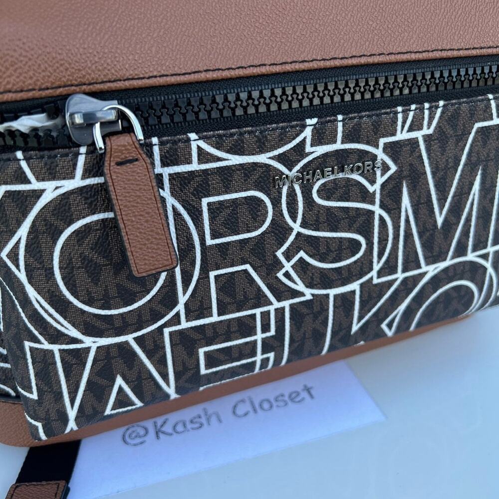 Michael kors Backpack Cooper Large Graphic MK Signature Brown Black - Picture 6 of 12